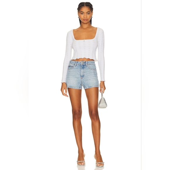 15. NWOT ALEXANDER WANG LOGO SCOOP LONG SLEEVE PULLOVER IN SOFT WHITE - Picture 4 of 10